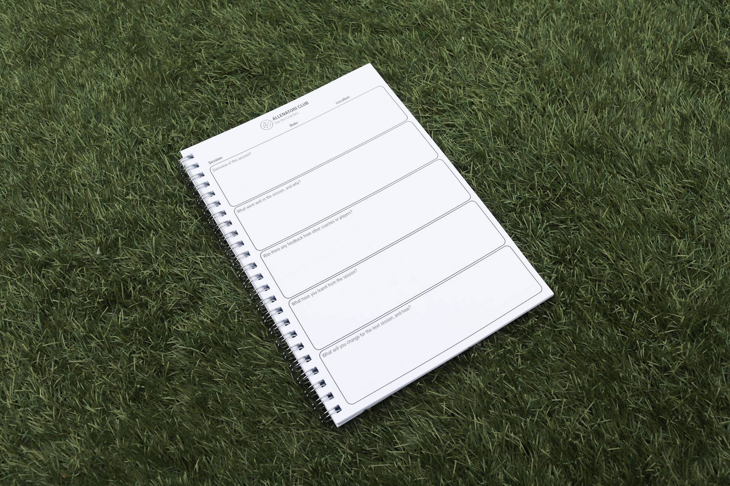 Allenatori Club Reflective Journal inside pages — structured reflection sections for football coaches
