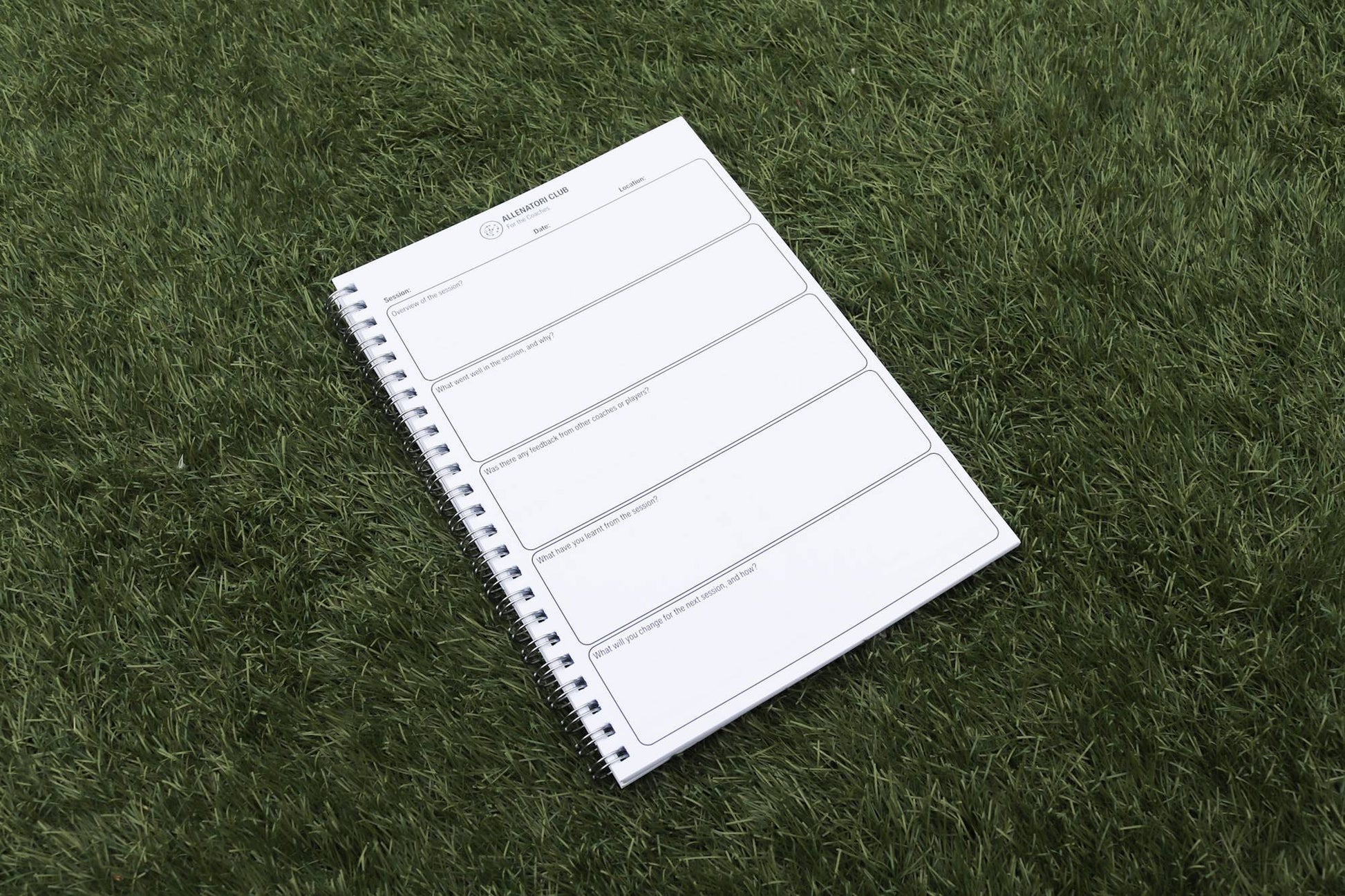 Allenatori Club Reflective Journal inside pages — structured reflection sections for football coaches
